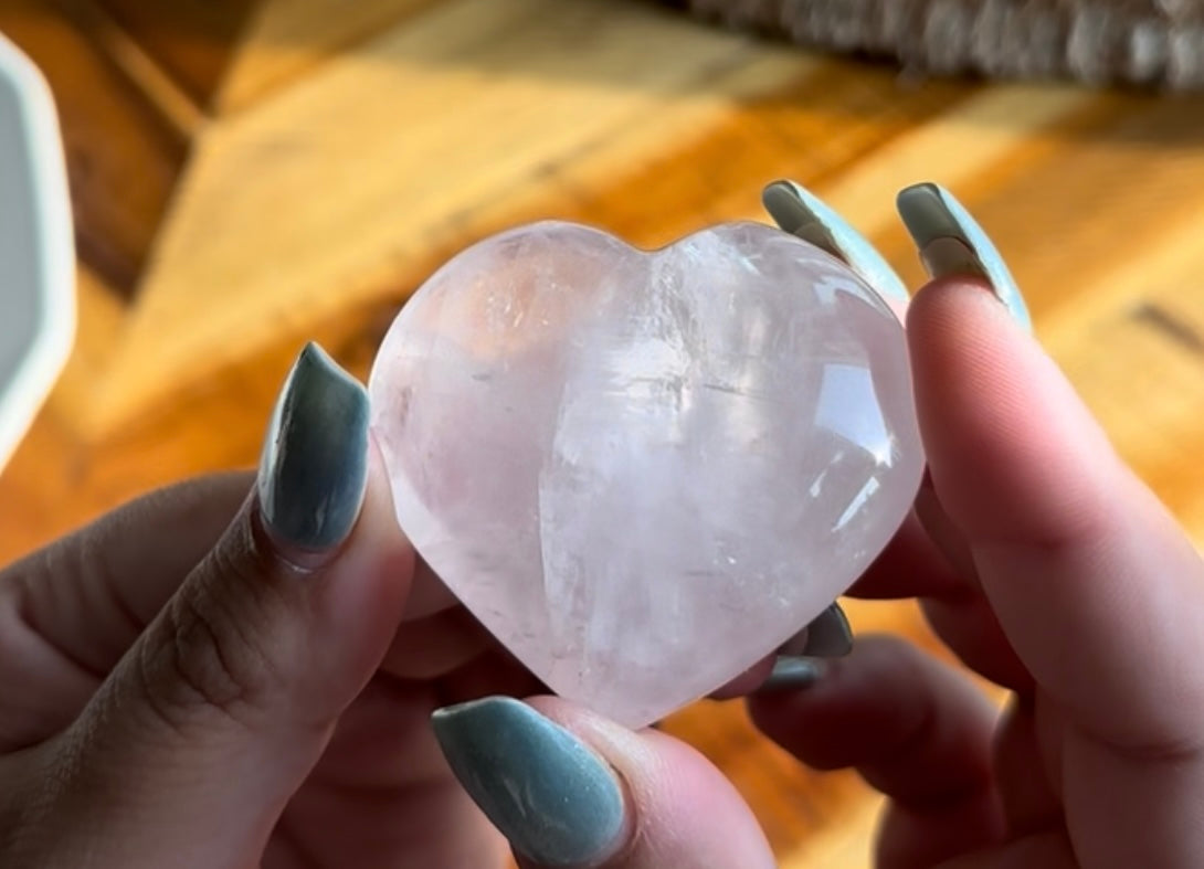 Rose Quartz Heart Palm Stone