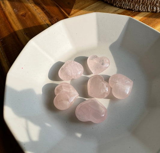 Rose Quartz Heart Palm Stone